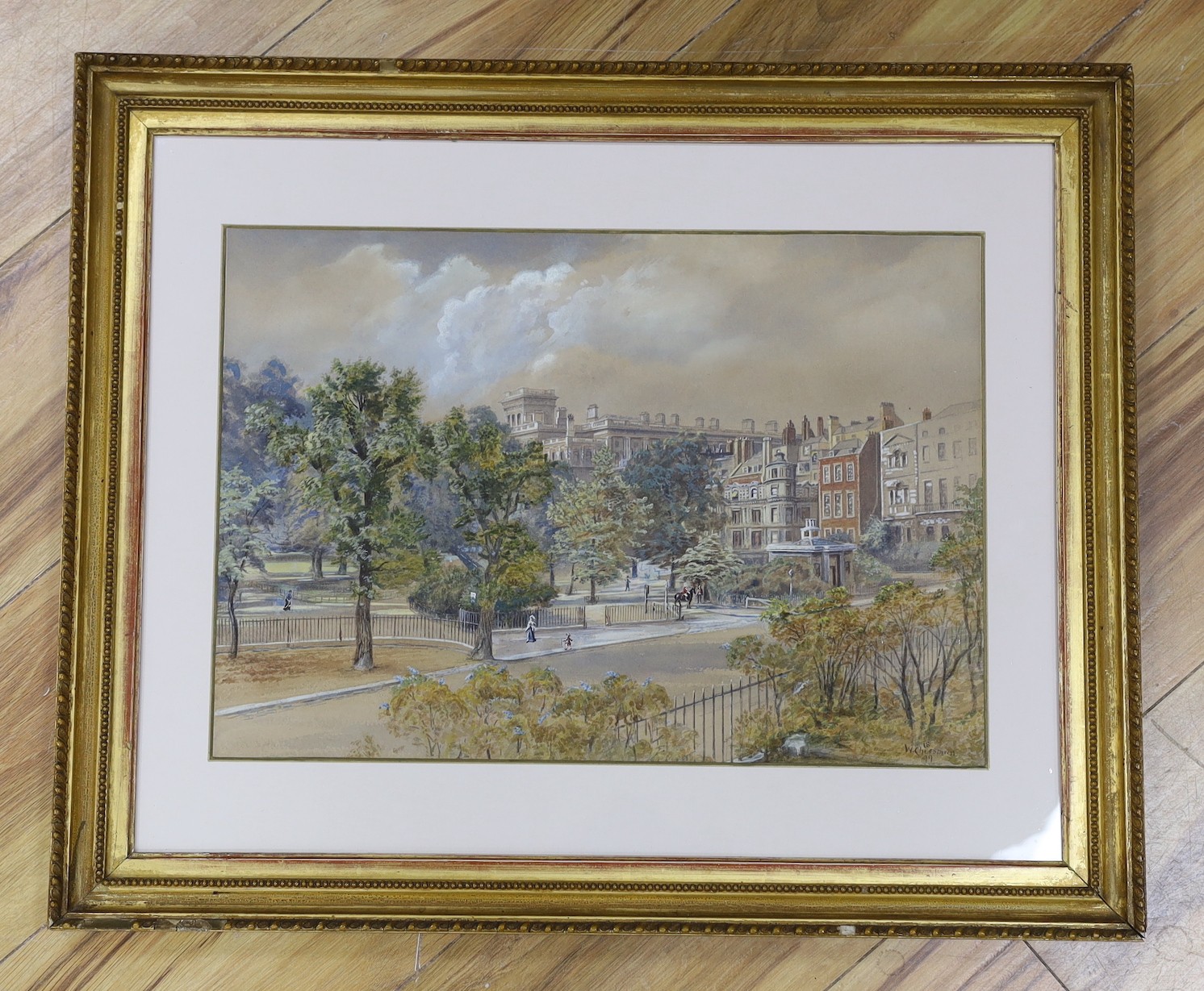 William Cheesman (c.1841-1910) watercolour, London Park, signed and dated 1879, 31 x 44cm